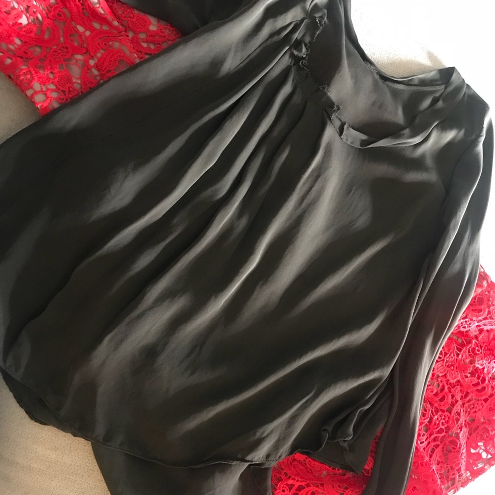 Sheer Silk Blouse in dark olive